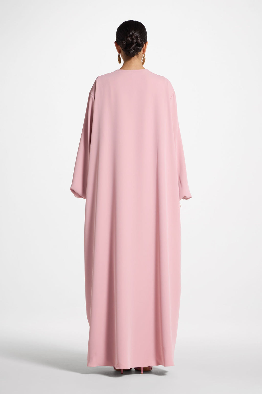 Pink Elegant Opaque Abaya with Balloon Sleeves
