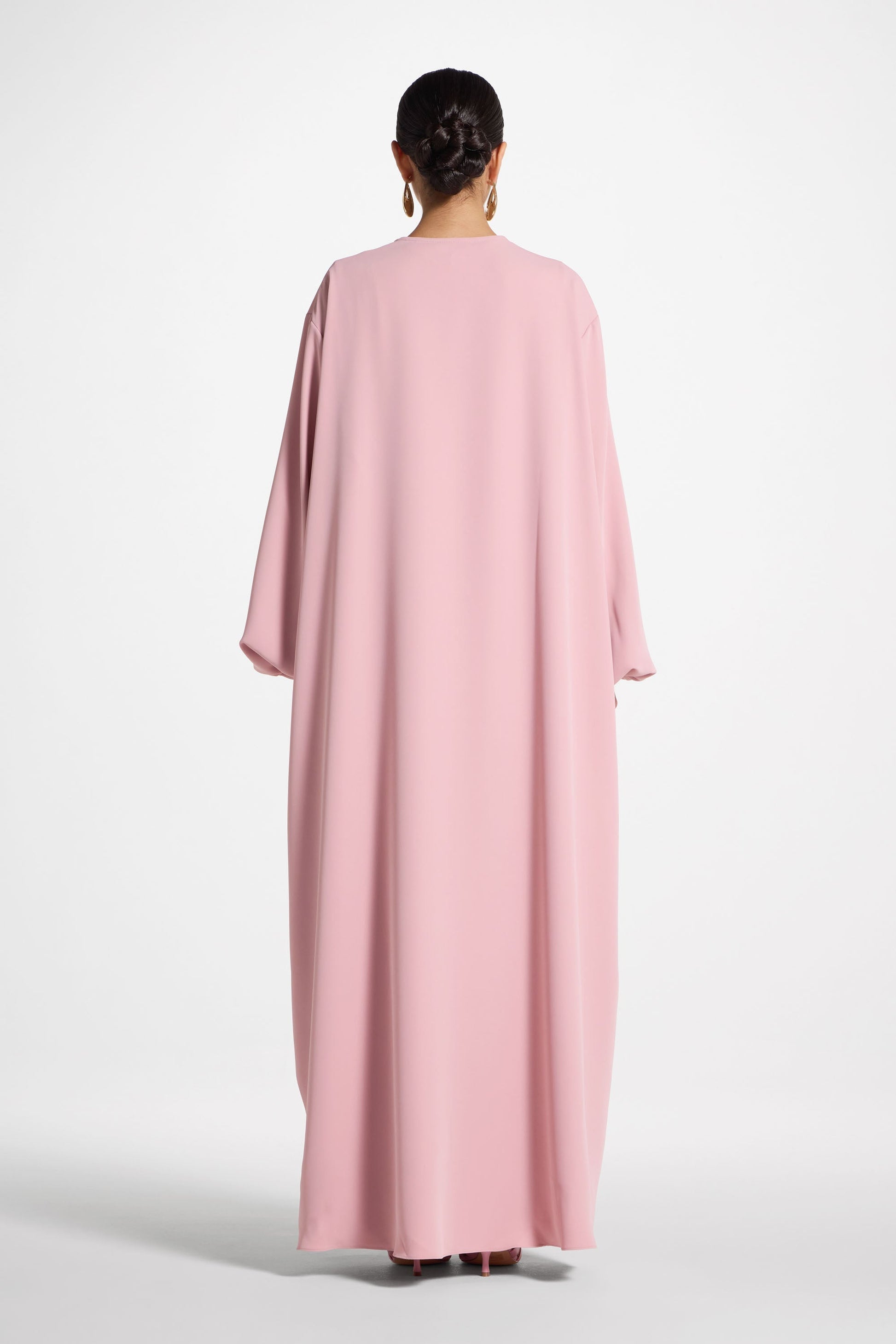 Pink Elegant Opaque Abaya with Balloon Sleeves