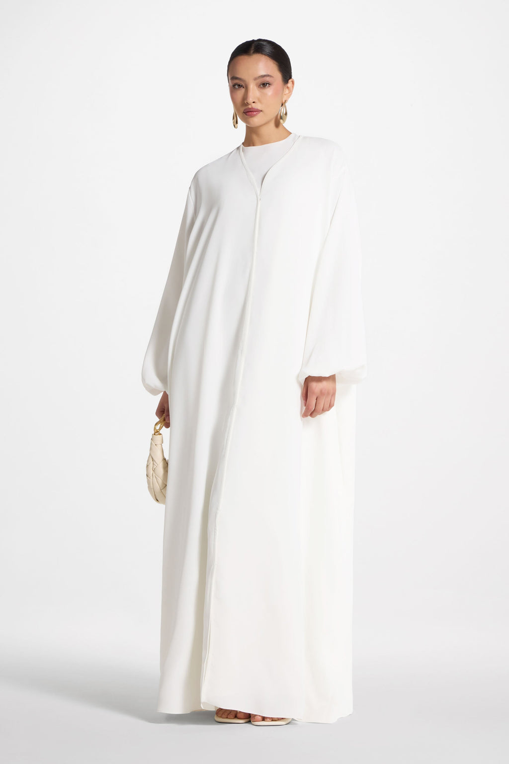 Elegant Opaque Nida Abaya with Balloon Sleeves
