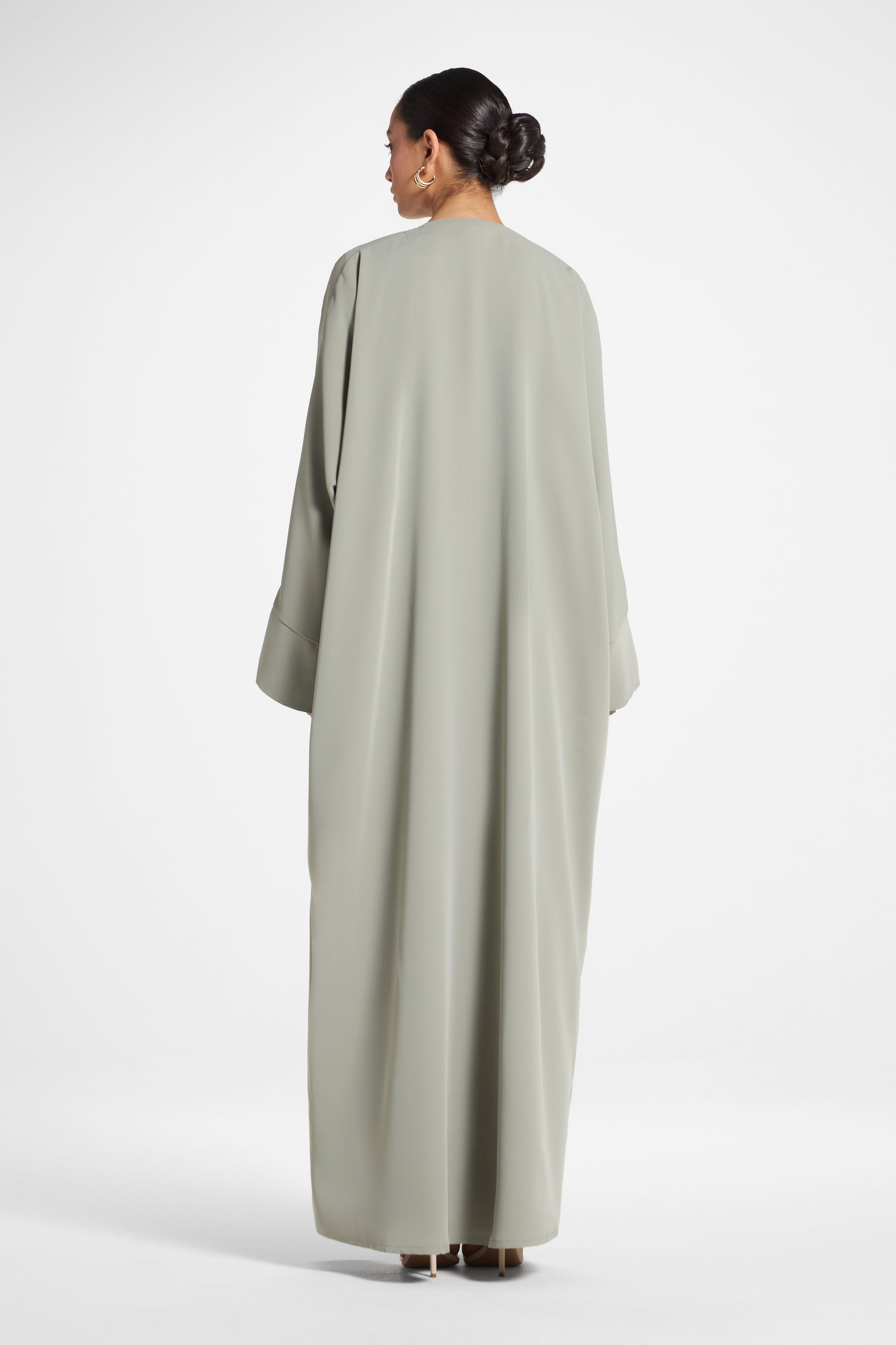 Signature Open Abaya in Nida Fabric with Cuff Sleeves