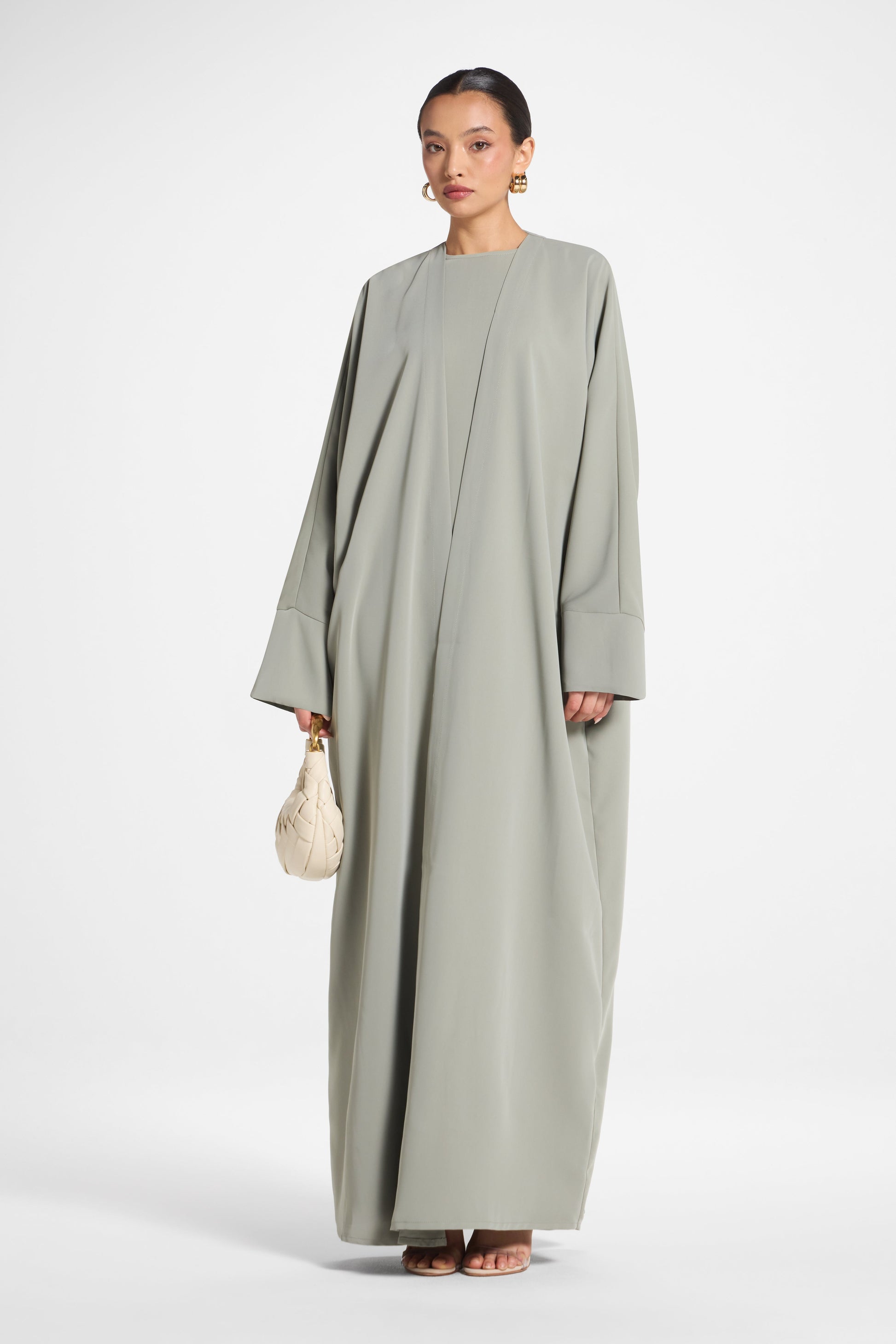 Signature Open Abaya in Nida Fabric with Cuff Sleeves