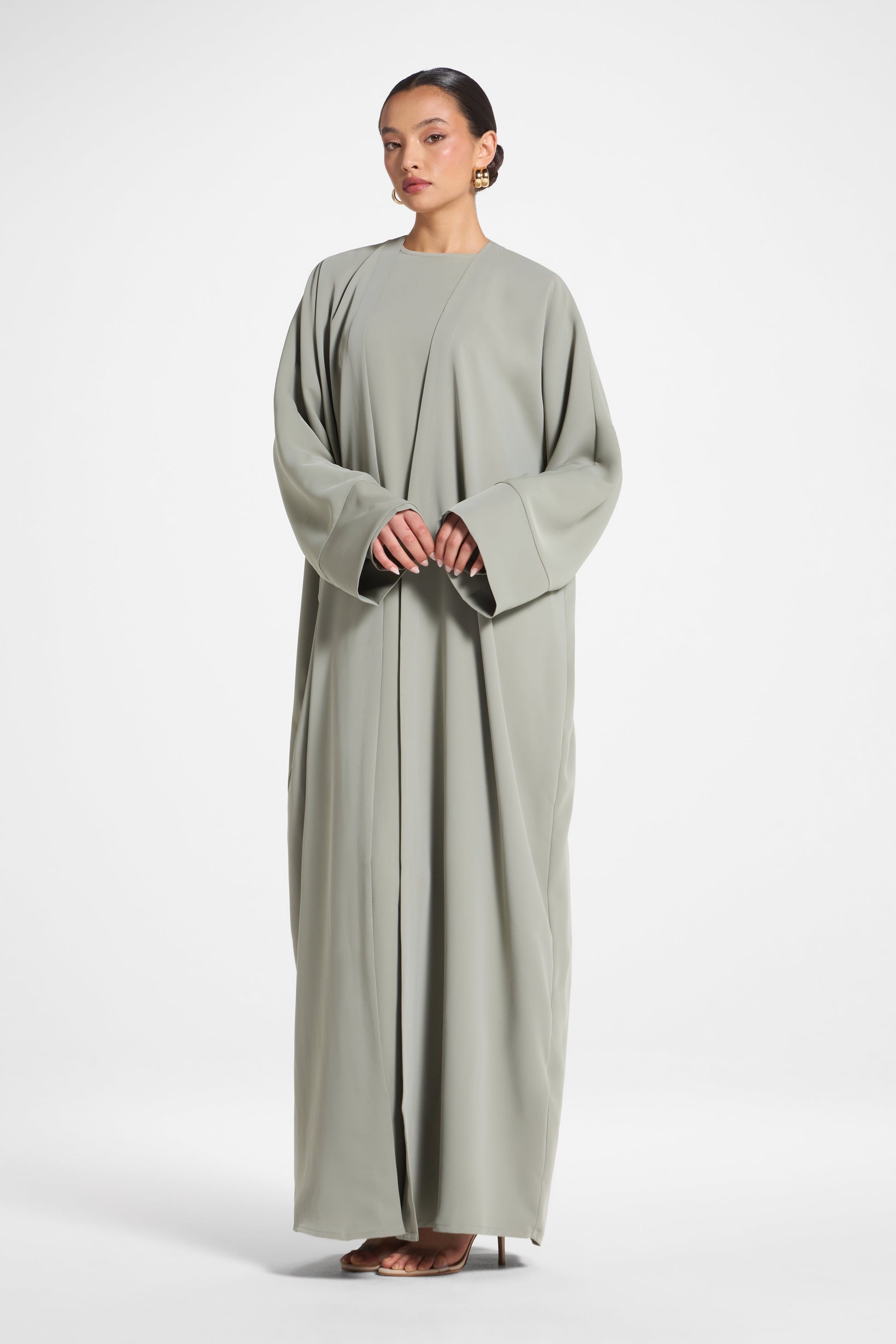 Signature Open Abaya in Nida Fabric with Cuff Sleeves