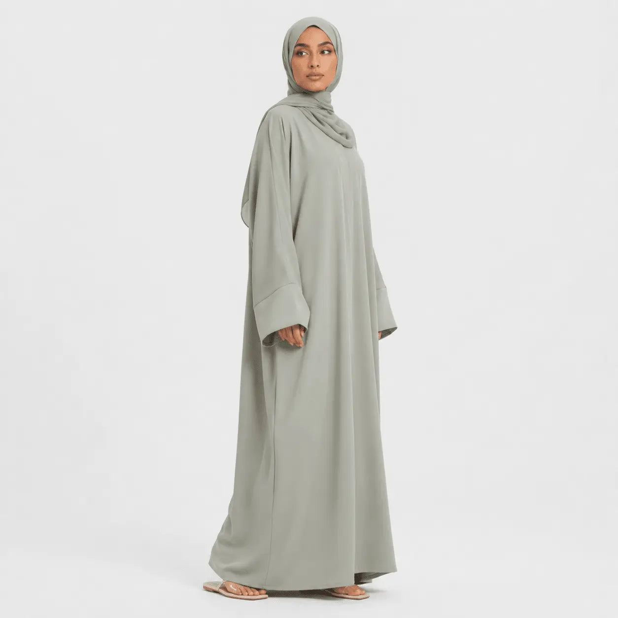 Signature Open Abaya in Nida Fabric with Cuff Sleeves - Mahara Atelier