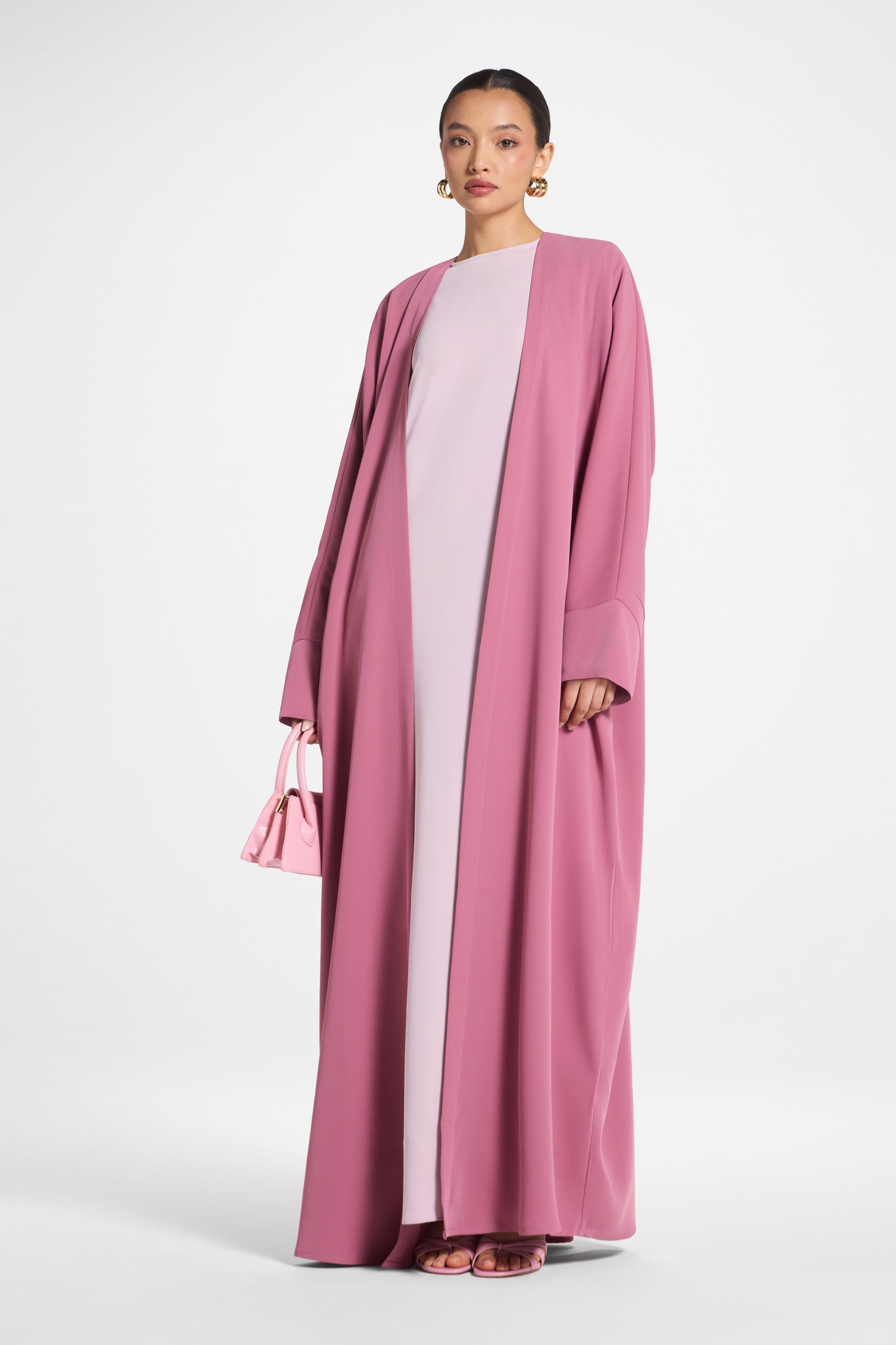 Vintage Rose Open Abaya in Signature Nida Fabric