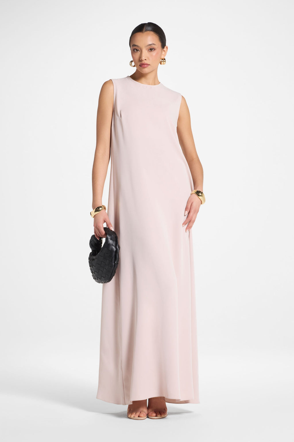Baby Pink Sleeveless Inner Maxi Dress in Nida Fabric