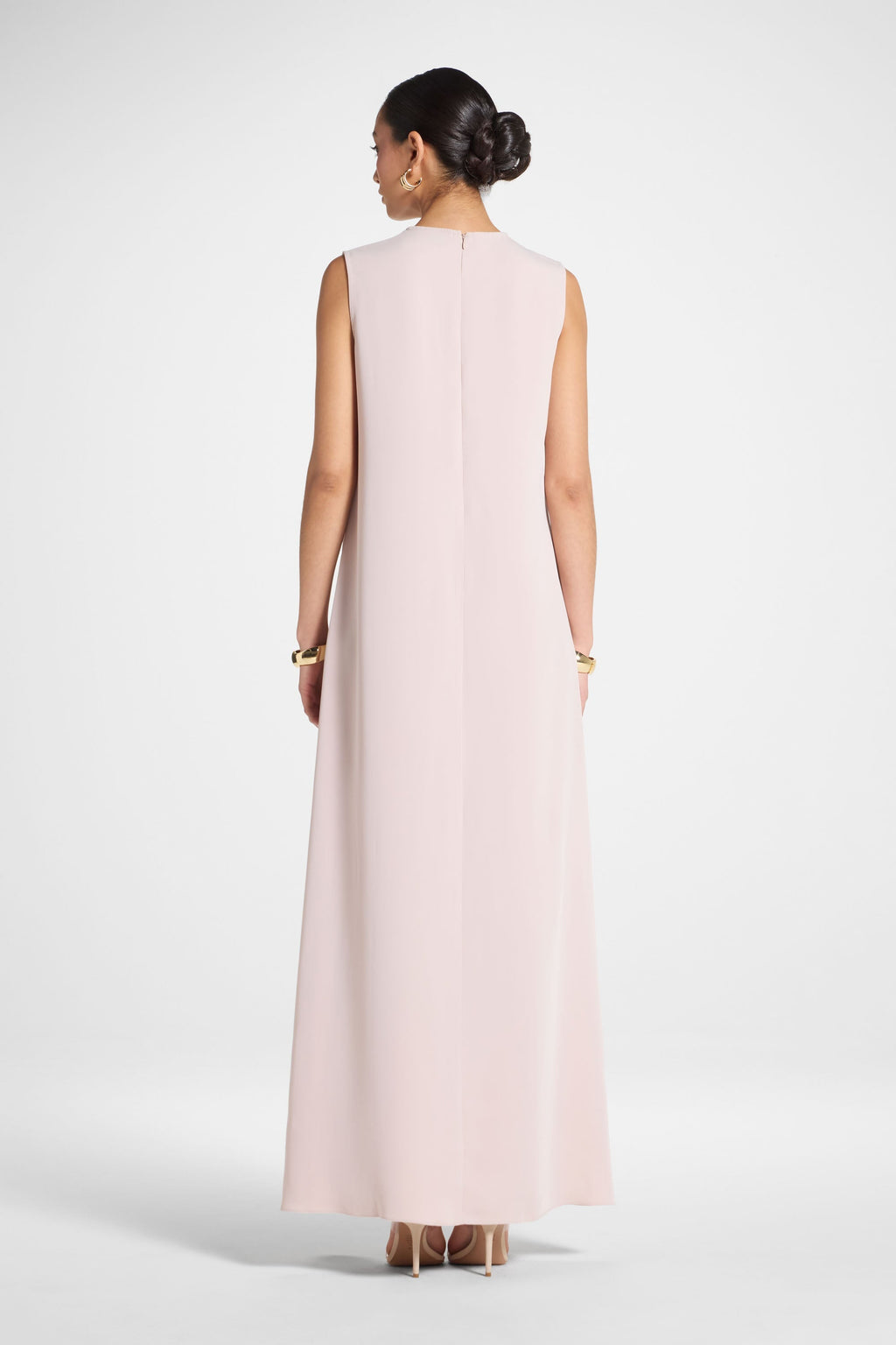 Baby Pink Sleeveless Inner Maxi Dress in Nida Fabric