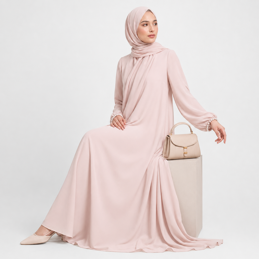Baby Pink Sleeveless Inner Maxi Dress in Nida Fabric