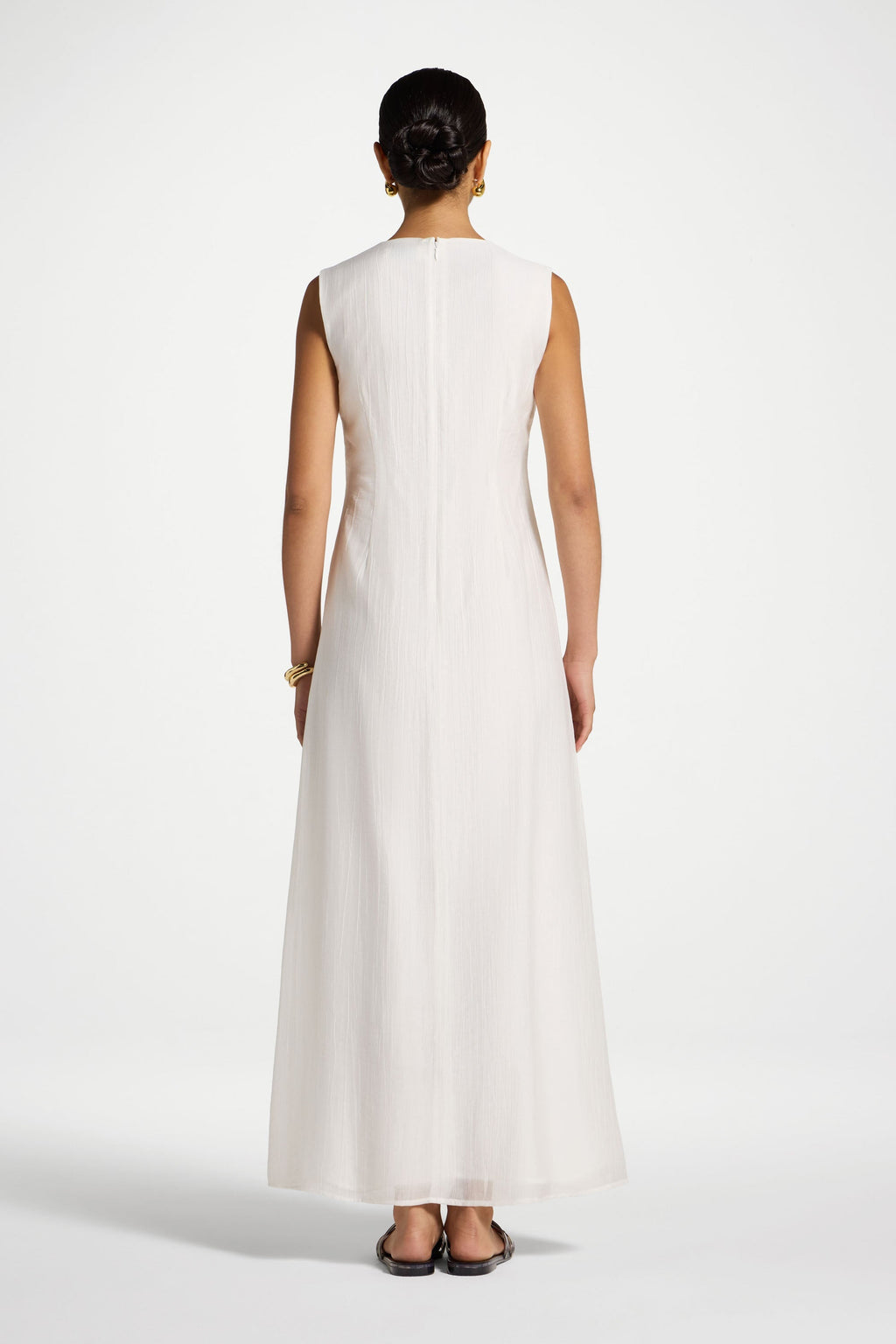 White Tencel Sleeveless Maxi Dress