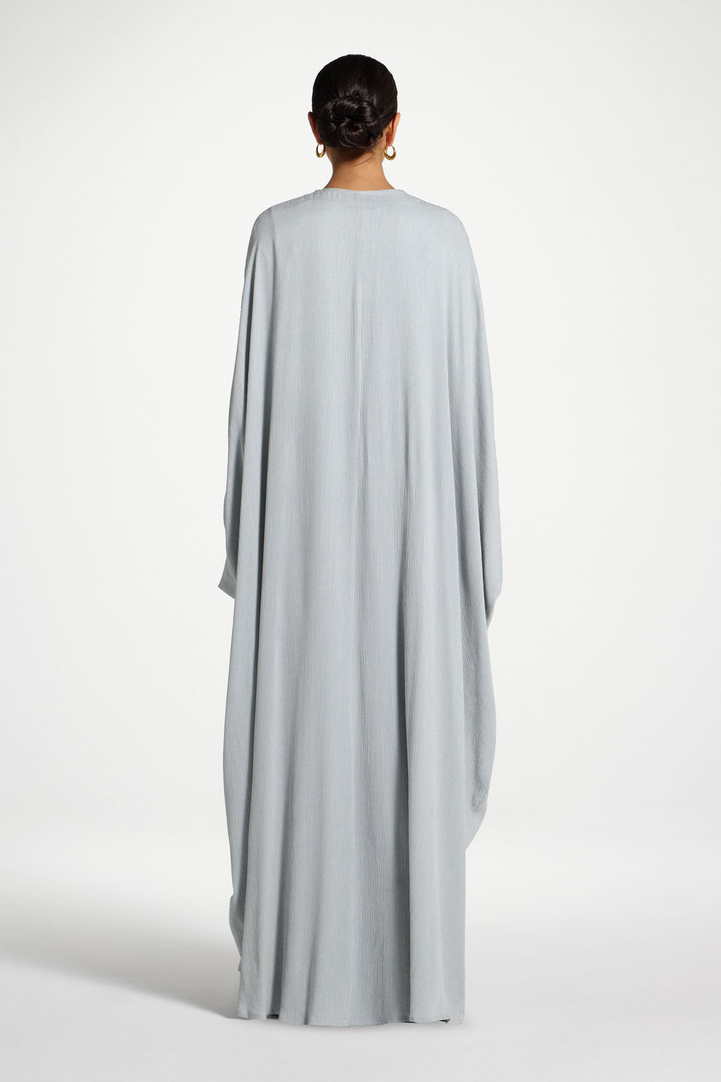 Blue Textured Open Abaya with Snap Closure