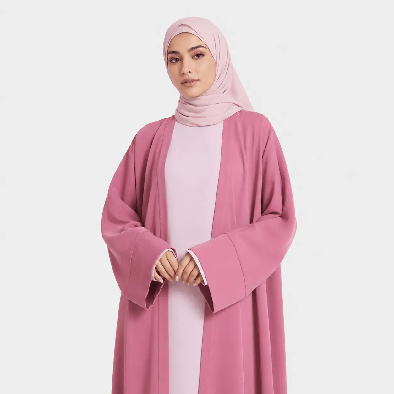Vintage Rose Open Abaya in Signature Nida Fabric - Mahara Atelier