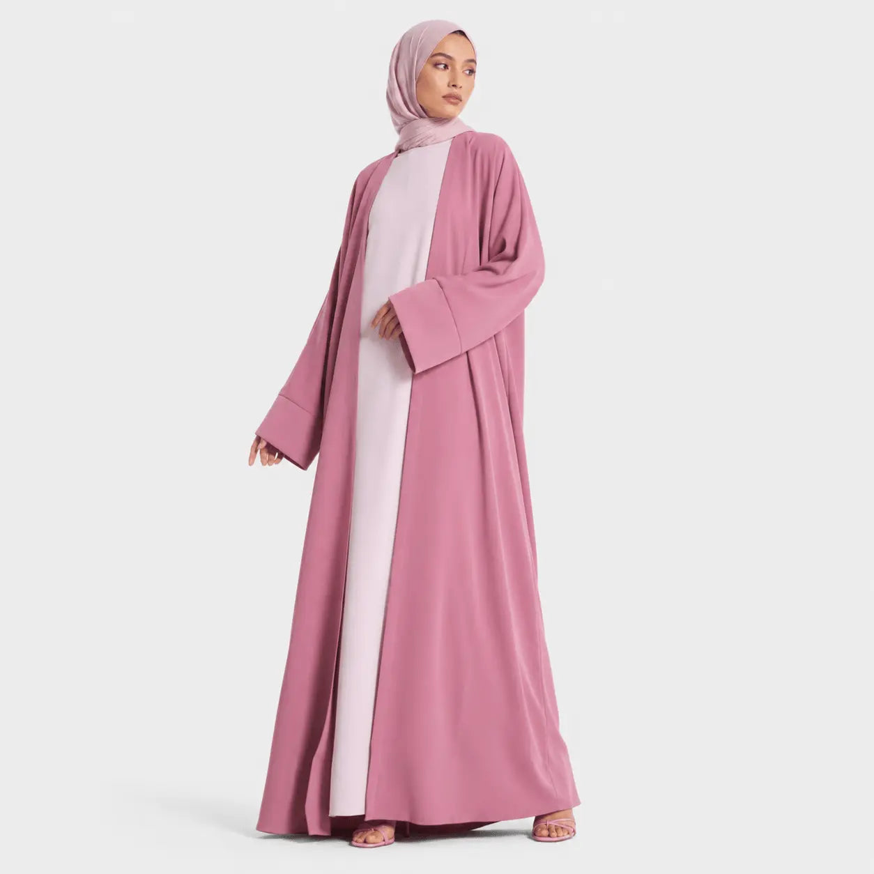 Vintage Rose Open Abaya in Signature Nida Fabric - Mahara Atelier