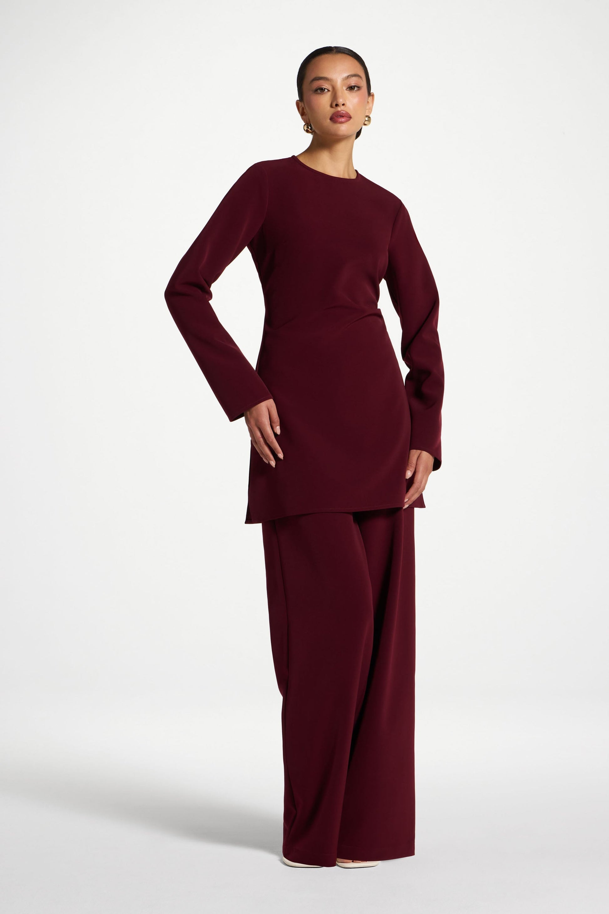 Women's Burgundy Wide Leg Pants