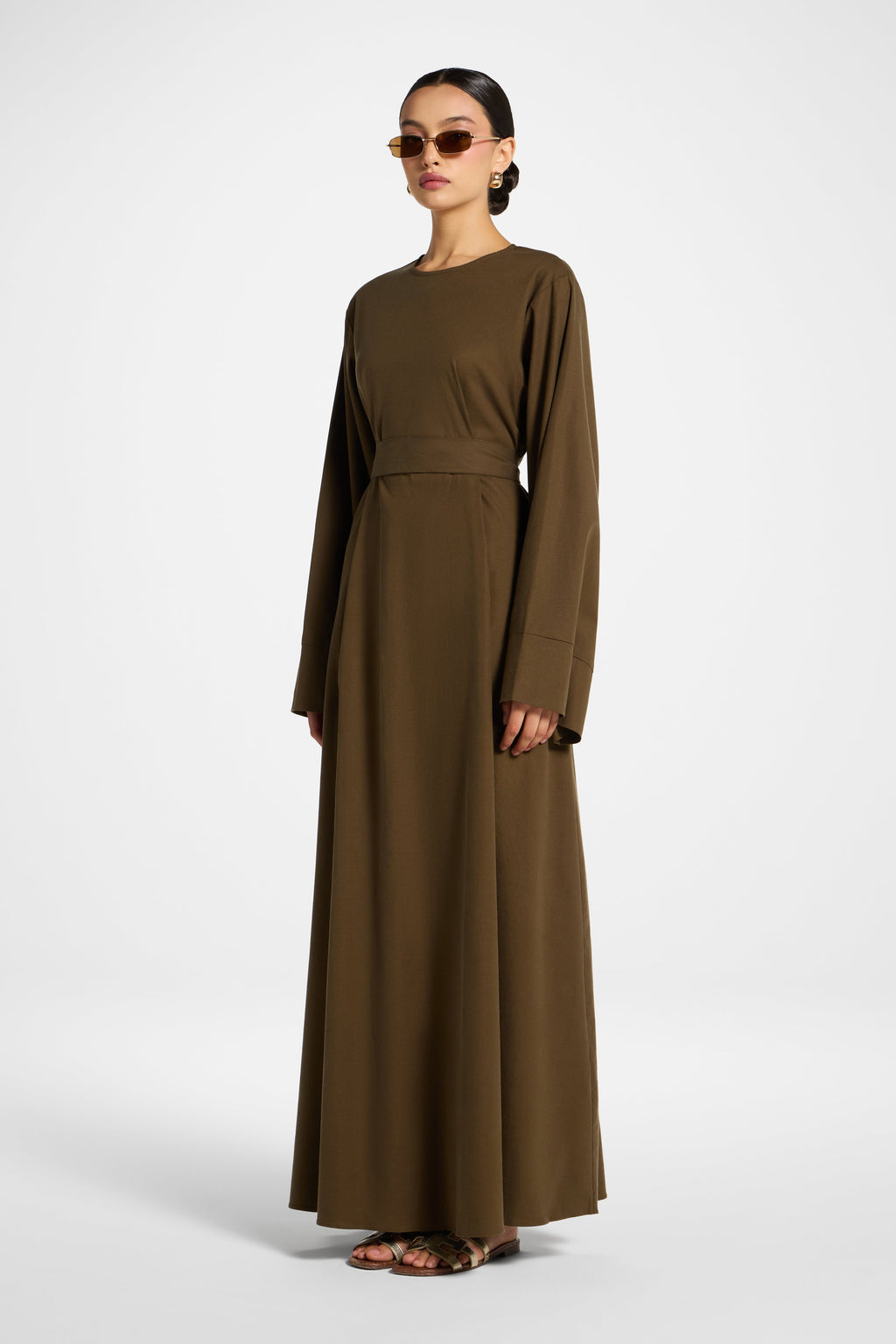 Cocoa Brown Relaxed Modest Maxi Dress