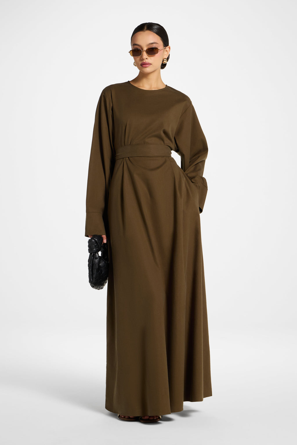 Cocoa Brown Relaxed Modest Maxi Dress