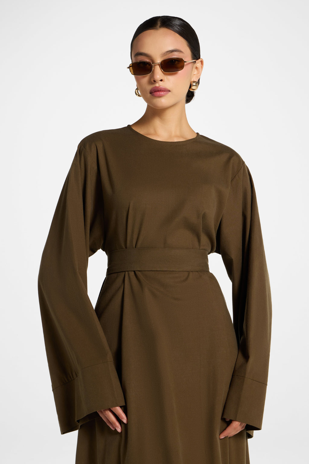 Cocoa Brown Relaxed Modest Maxi Dress